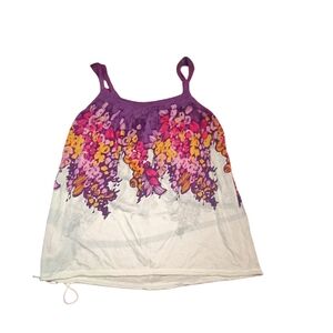 American Eagle Floral Tank Top with Purple and Pink Accents Size Medium
